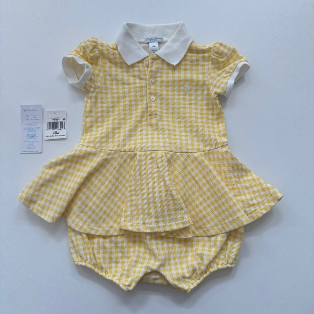 Ralph Lauren Seersucker Dress with Bloomer, Butter Yellow